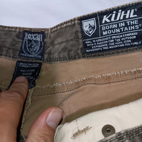 KUHL Men’s Jeans Size 34x30 Greenish Brown Outdoor Camping Distressed No Holes - Picture 2 of 8